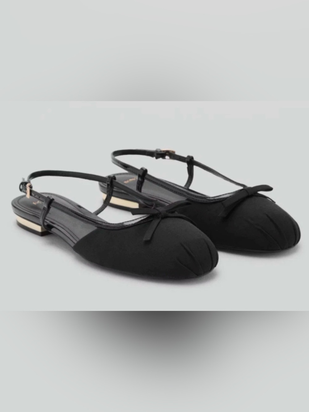 NEW MANGO MNG BLACK BOW TIE DETAIL BALLET FLATS BALLERINA SHOES SZ 39 US 8.5